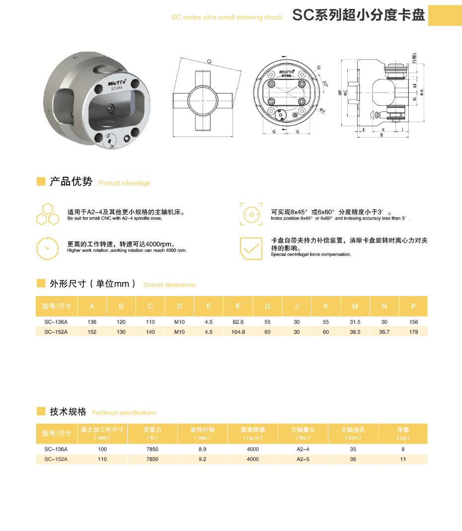 小型分度卡盘