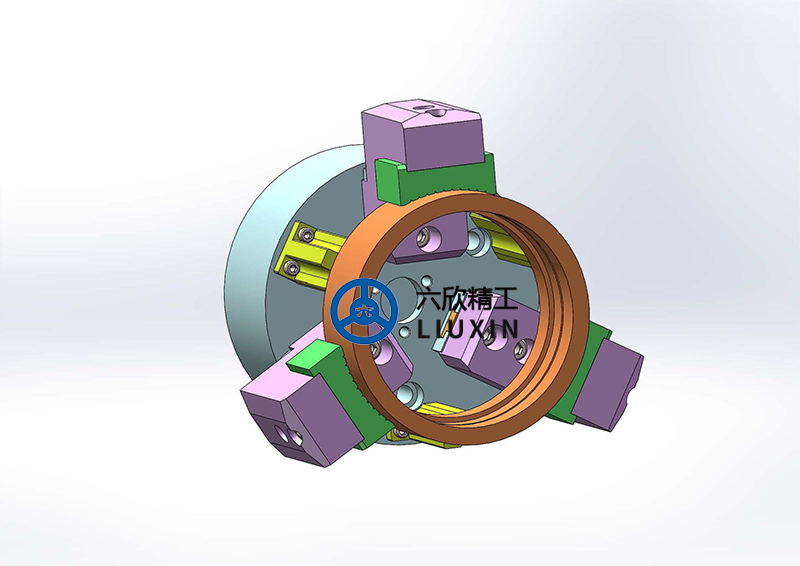 内齿圈工件三爪卡盘夹持方案图
