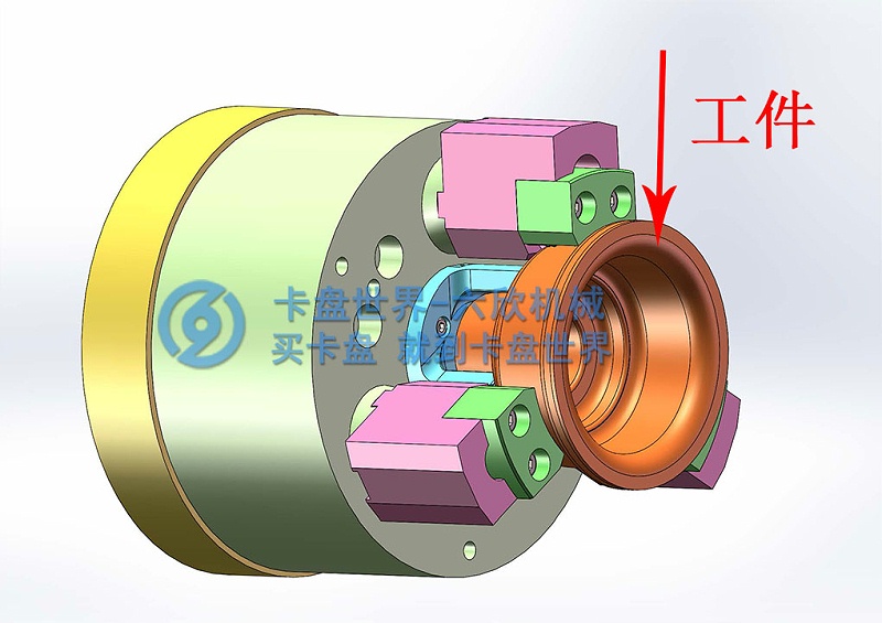 喇叭形工件后拉卡盘夹持方案